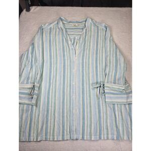 Symple NYC Tunic Womens L Linen Cotton Striped Boho Beach Summer Resortwear